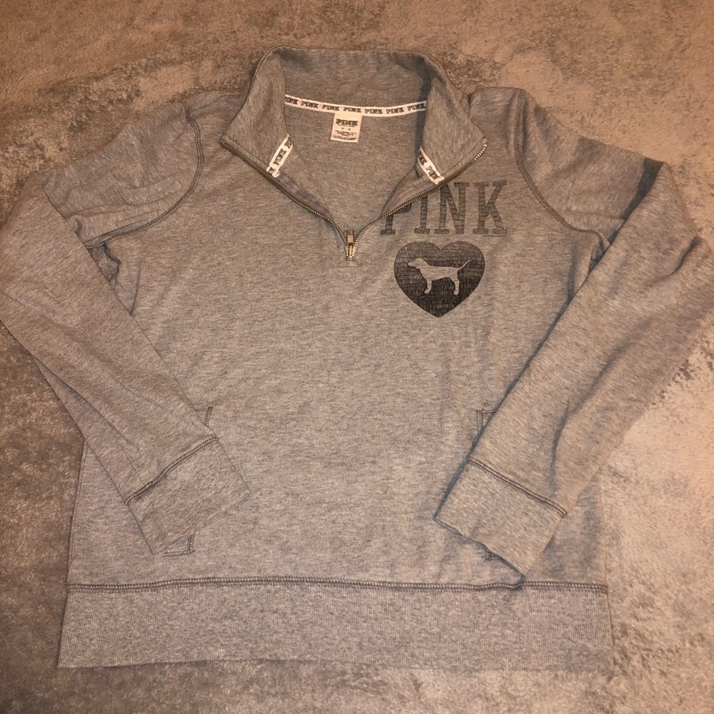 PINK 3/4 zip-up pull over.
